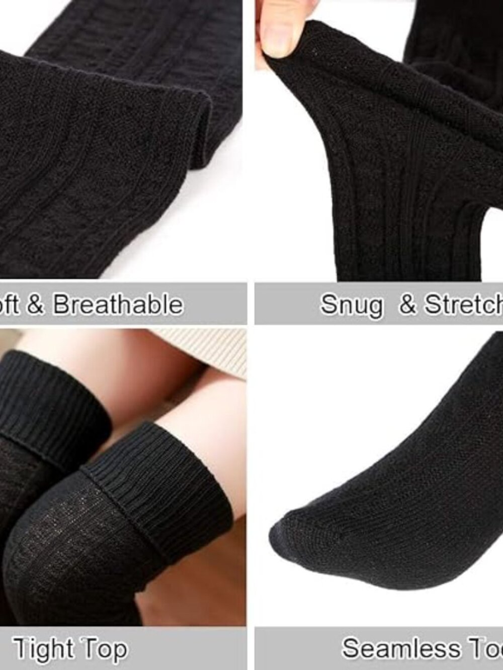 Moon Wood Women Thigh High Socks Extra Long Cotton Knit Warm Thick Tall Over the - Picture 3 of 6